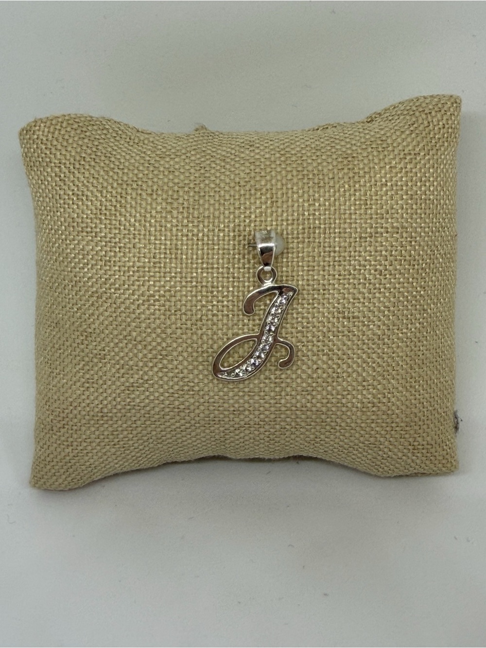 CZ Initial “J” Pendant Necklace – 925 Sterling Silver – New
